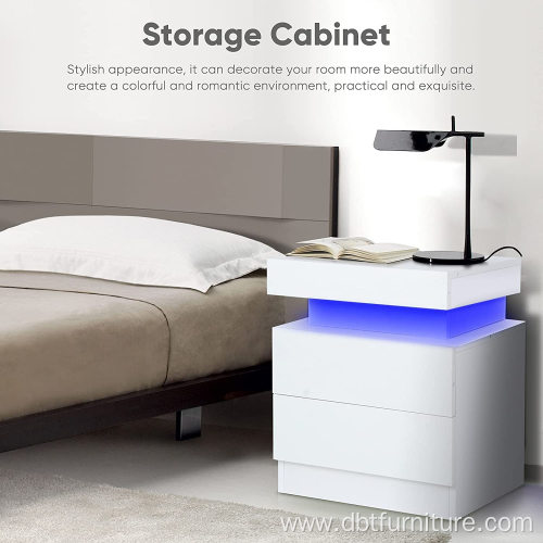 Nightstand Side Accent Table Colorful LED Light